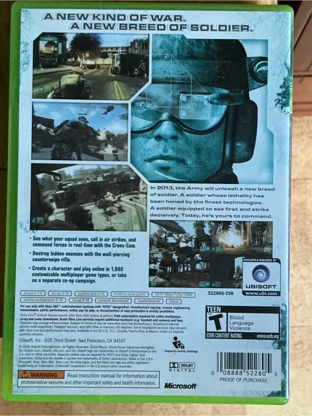 Tom Clancy's Ghost Recon: Advanced Warfighter - Xbox 360 (Green)